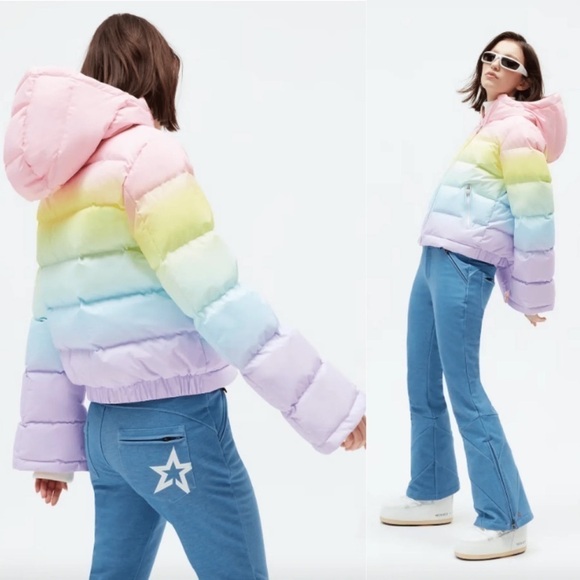 Perfect Moment Jacket Polar Flare Hooded Ombre Quilted Ski Pastel Rainbow XL GUC - Picture 15 of 15